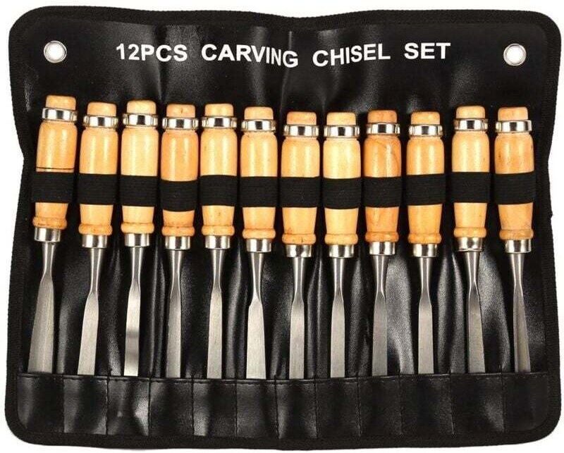 12-teiliges Hohlbeitel-Set, Holzbearbeitungs-Stechbeitel-Set, Handmeißel-Werkzeug, Holzbearbeitungs-Stechbeitel-Set, Sch...