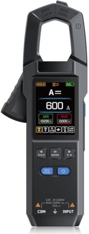 Stromzange, AC/DC True RMS 10000 Counts, Strom- und Spannungsmessung für LED-Beleuchtung, Zangenmultimeter, Stromprüfer ...