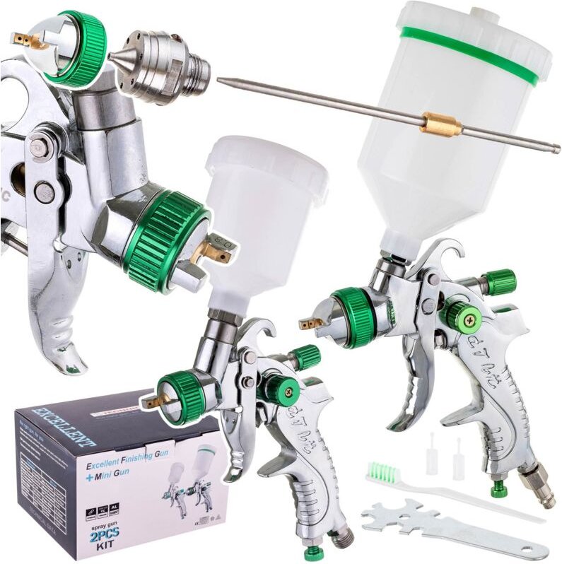 Set Mit 2 Hvlp-Lackierpistolen, 3 Düsen, 0,8 1,4 1,7 Mm