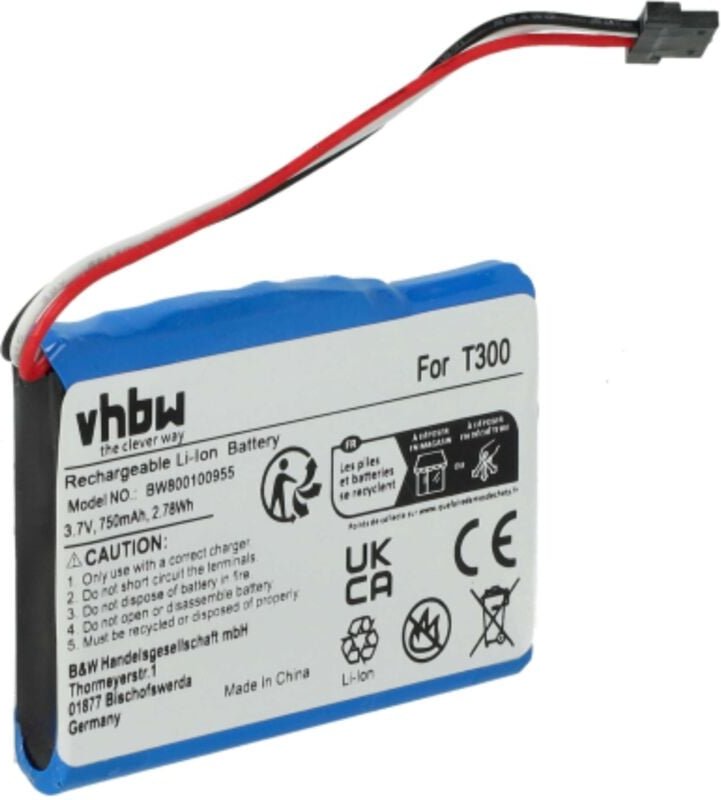 Vhbw - 1x Akku Ersatz für Medion T300-1, 338937010168 für gps Navigation Navi (750 mAh, 3,7 v, Li-Ion)