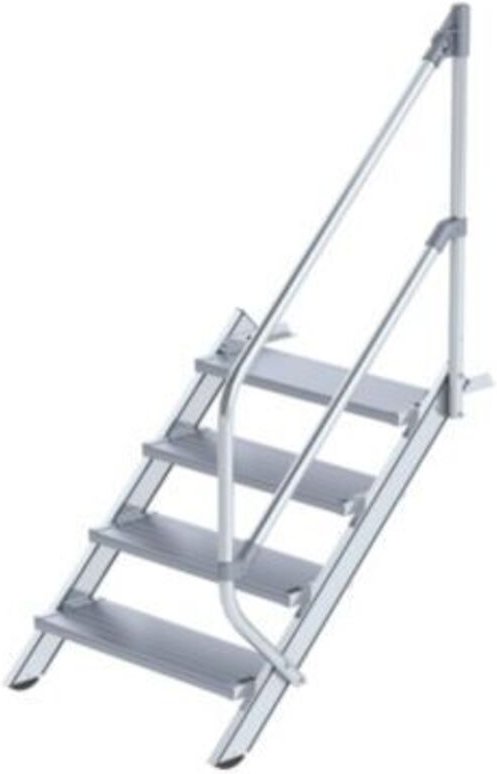 Günzburger Steigtechnik - Treppe 45° Stufenbreite 800 mm 17 Stufen Aluminium geriffelt - 600277