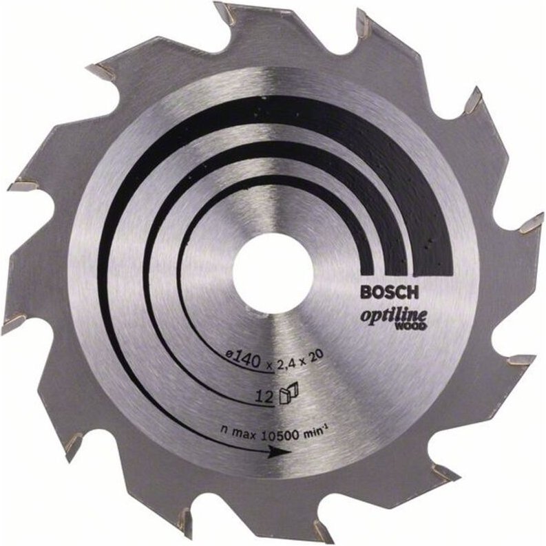 Bosch - Kreissägeblatt Optiline Wood für Handkreissägen, 140 x 20/12,7 x 2,4 mm, 12