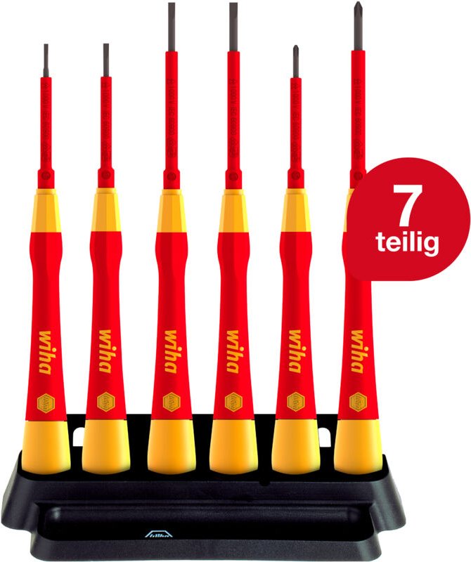 Feinschraubendreher Set PicoFinish® electric 7-teilig inkl. Halter i Schraubendreher für Elektriker i vde i Schlitz, Kre...