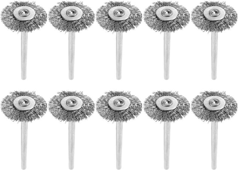 10 Stück 25 mm Mini-Drahtbürsten aus Edelstahl, Polierscheiben für Rotationsschleifer zur Metallreinigung.