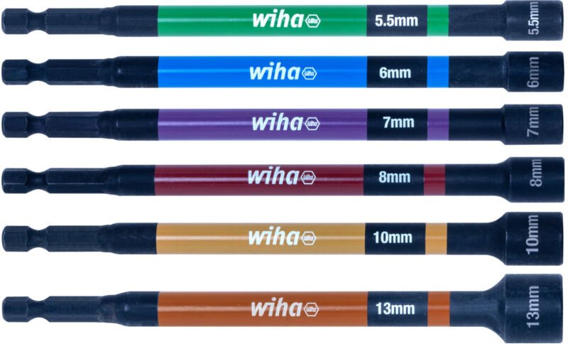 Wiha Farbcodiertes Steckschlüssel Set magnetisch, 150 mm 6-tlg. 1/4" (47035)