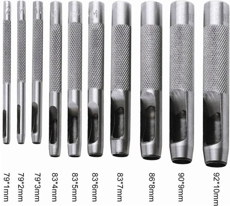 Vtizikl 10PCS Outils de Poinçonnage/Outil Perforateur/Perforatrice - Poinçon Creux pour Faire des Trous - Ceinture/Cuire...
