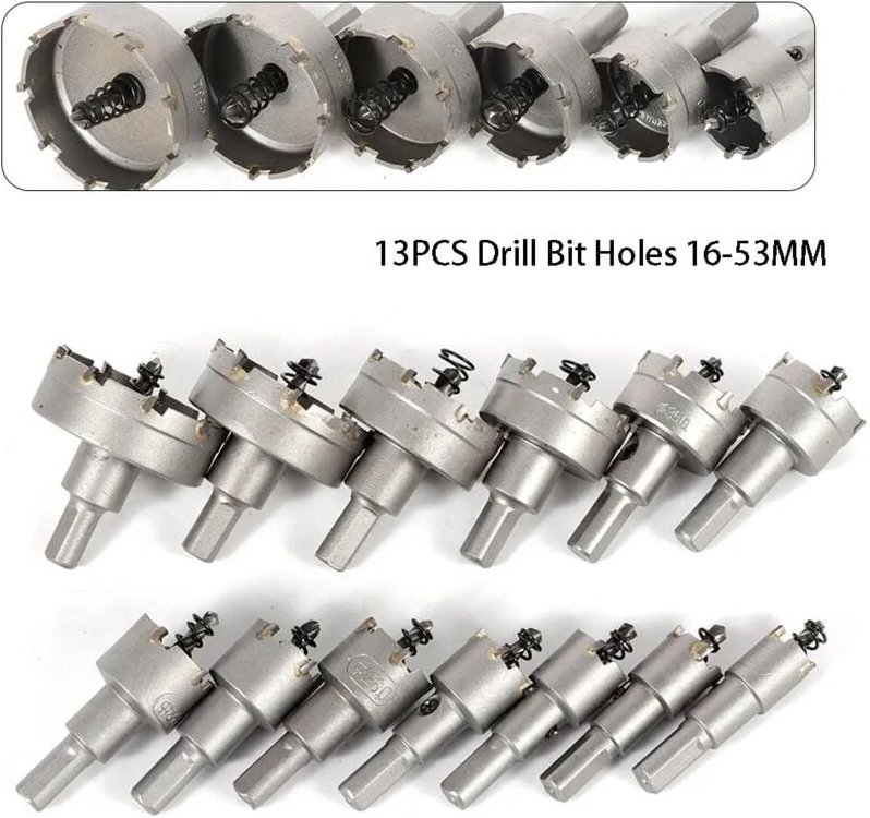 13 tlg Edelstahl Hartmetall Spitze tct Metall Bohrer tct Lochsäge Set Industrie