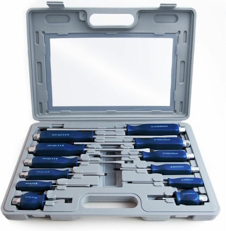 No Brand - Monzana Schraubendreher Set 12 tlg inklusive Koffer Chrom-Vanadium-Stahl - Werkzeugset Kreuz Schlitz Schraube...