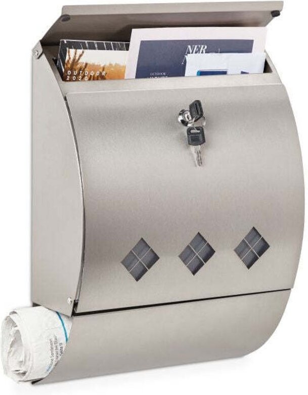 Steel mailbox with newspaper compartment