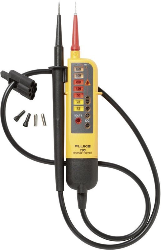 Fluke - T90 Zweipoliger Spannungsprüfer cat ii 690 v, cat iii 600 v led, Akustik