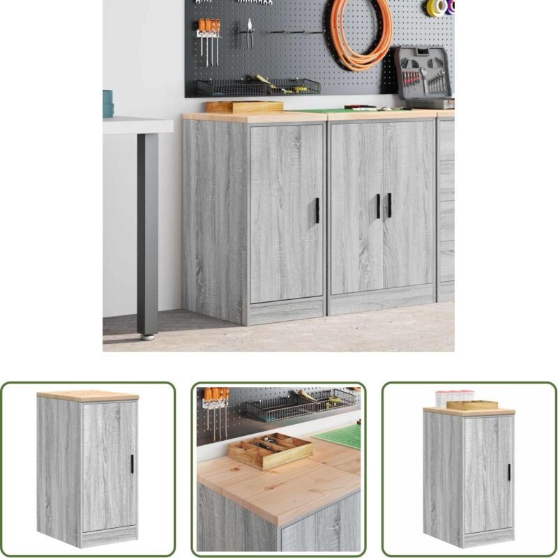 vidaXL Holzschrank - Garagen-Aufbewahrungsschrank Grau Sonoma Massivholz Kiefer