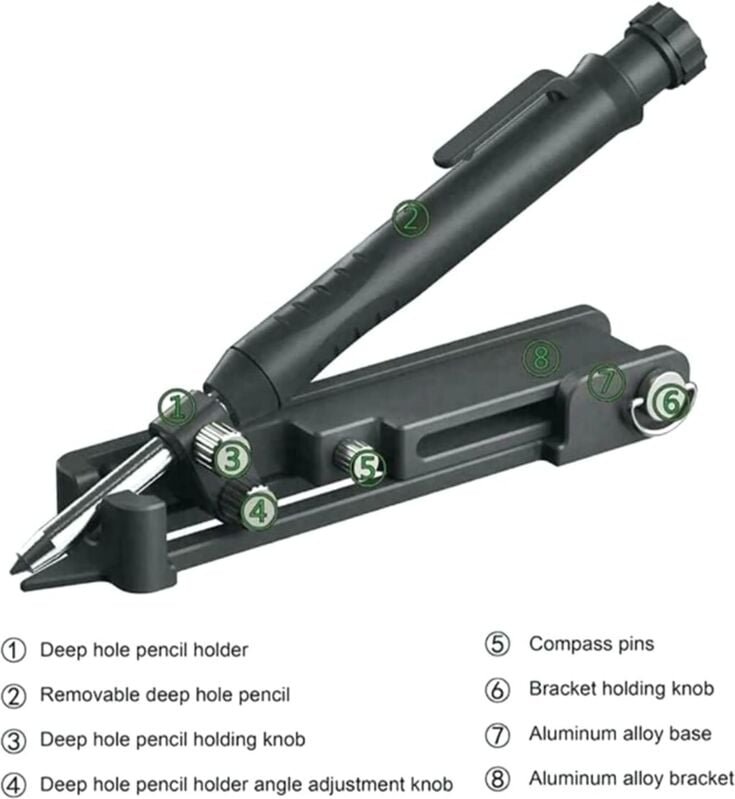 Markierwerkzeug aus Aluminiumlegierung, flexibel, rostfrei, umschaltbares Multifunktions-Markierwerkzeug für Bauzwecke (...