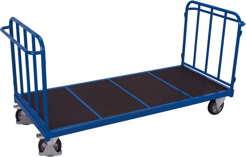 VARIOfit Doppel-Stirnwandwagen mit senkrechten Streben Elastikvollgummibereifung 1200kg Tragkraft 1605x880mm Anthrazitgr...