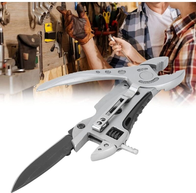 Multifunktions-Schraubenschlüssel, tragbar, multifunktionales, verstellbares Klappwerkzeug aus Edelstahl, Überlebenszang...