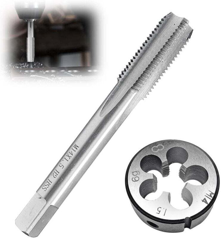 2-teiliges Gewindeschneidset, M14x1,5 mm Gewindeschneiden, Sanitärgewindeschneidset, Gewindebohrer mit Werkzeug aus Alum...