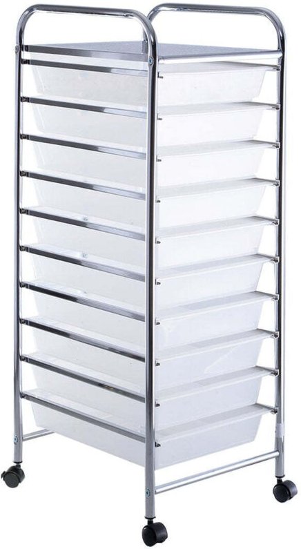 Rollwagen mit Schubladen Rollcontainer Badrollwagen Badtrolley mit 10 stapelbaren Schubladen-Transparent