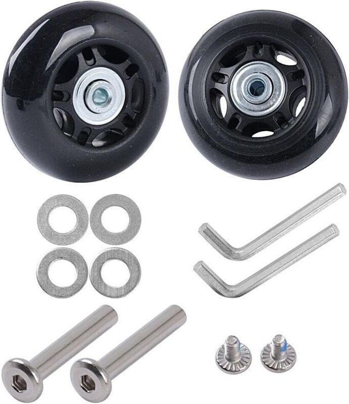 2er-Set Kofferrollen-Ersatzreparaturset mit geräuschlosen Gummiachsen, Ersatzrollen für Gepäckzubehör Koffer (50 mm x 18...