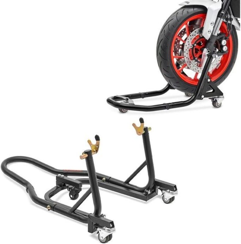 Set: Hintere schwarze Matt-Stütze + Vorderer Werkstatt-Ständer XB2 schwarz