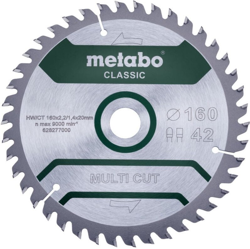 Metabo - Kreissägeblatt Multi Material 160x20mm 42 fz/tz 10° Tauch- Handkreissägen