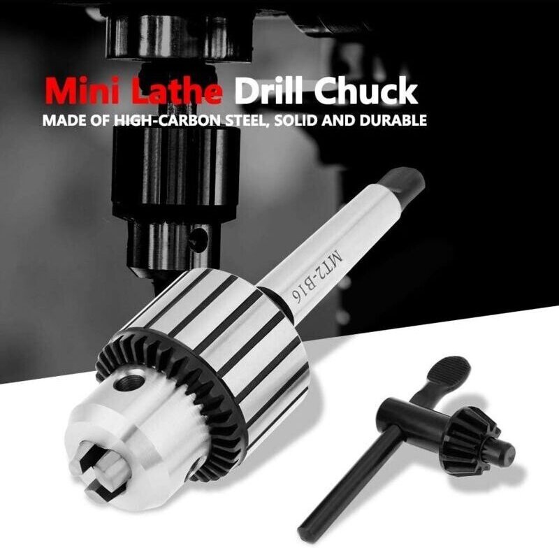 Vtizikl Mandrin à clé MT2 B16 pour tour métaux - 1-13mm - Acier carbone - Taraudage/alésage précis - Professionnel