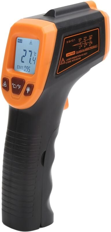 Infrarot-Temperaturmessgerät mit LCD-Anzeige, berührungsloses Industriethermometer (orange)