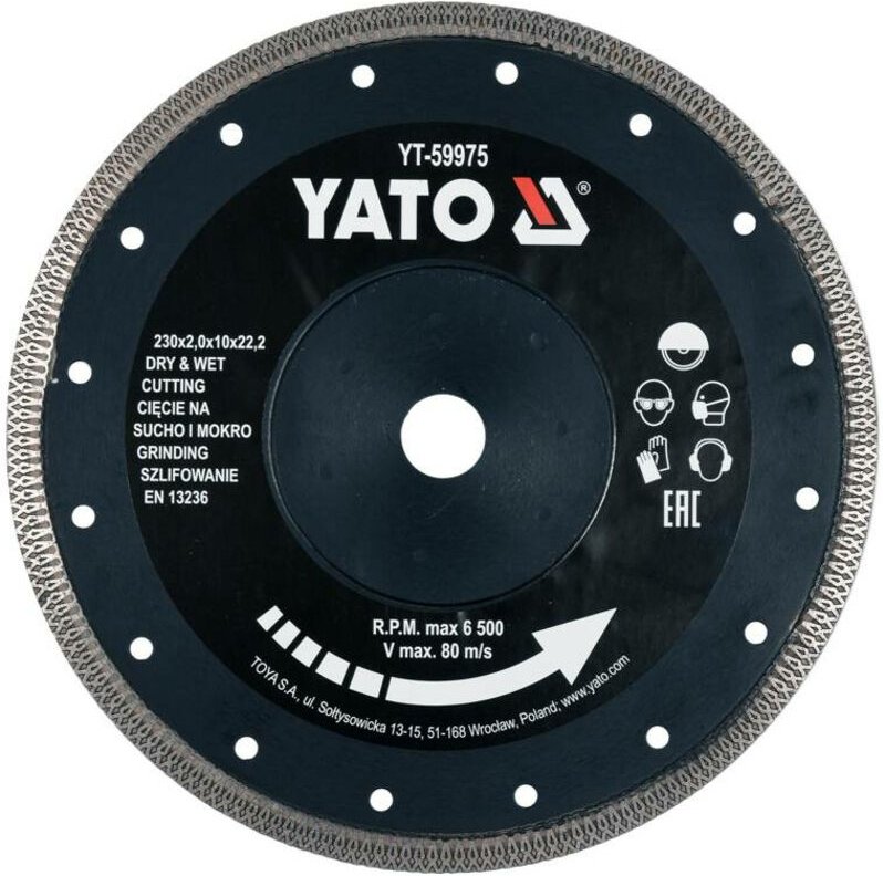 YATO Winkelschleifer-Schleifscheibe YT-59975 Manganstahl 22,2mm 230mm