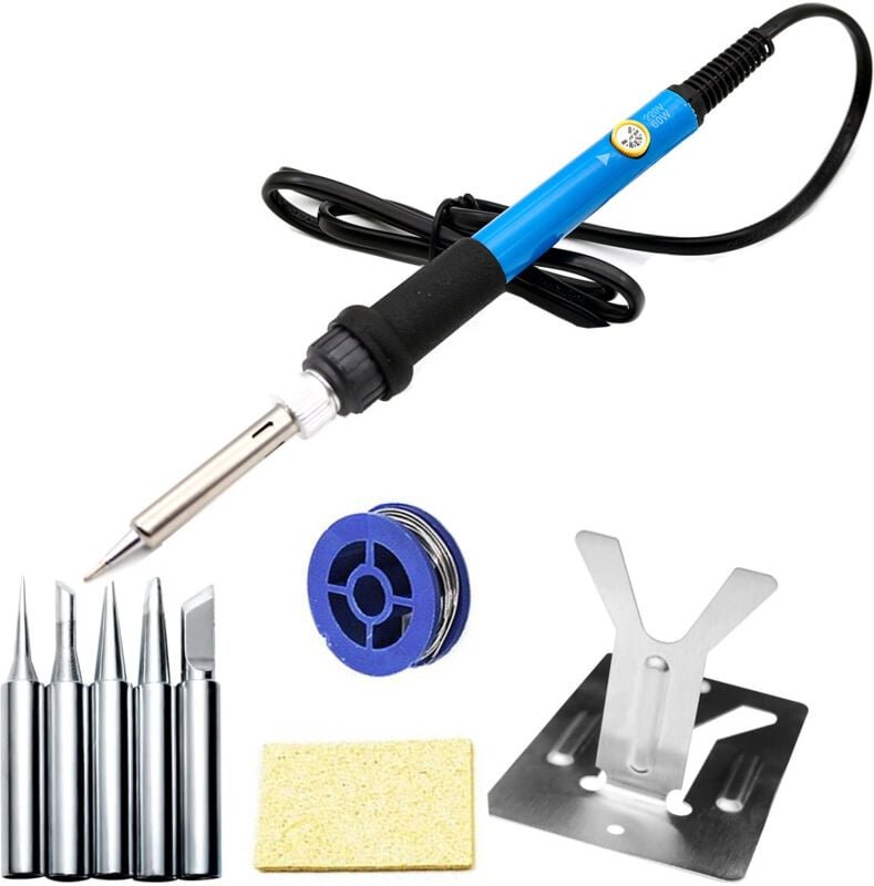 Lötkolben-Set, 60 W Präzisions-Zinnlötkolben mit einstellbarer Temperatur 200–480 °C, Ein-/Ausschalter, 5 Lötkolbenspitz...