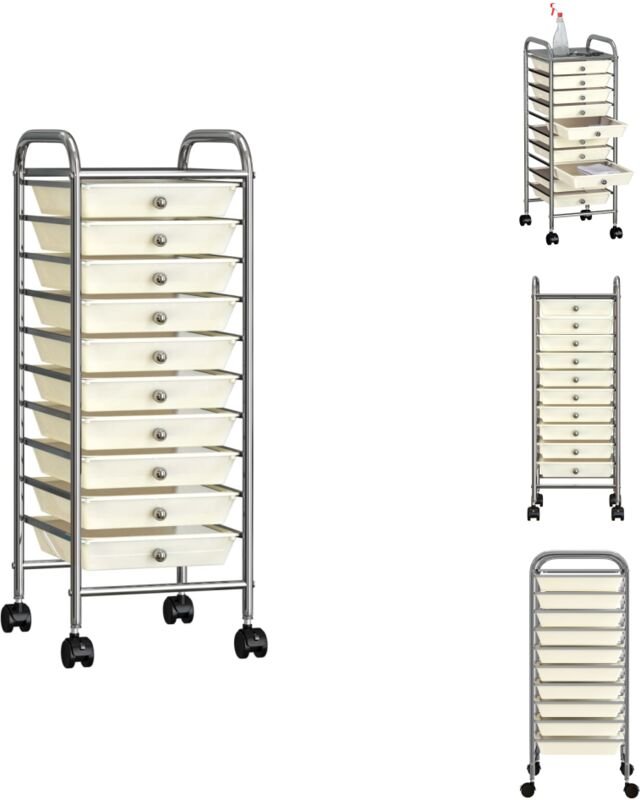 Vidaxl - Rollwagen & Sackkarren - Living Schubladenwagen mit 10 Schubladen Weiß Kunststoff