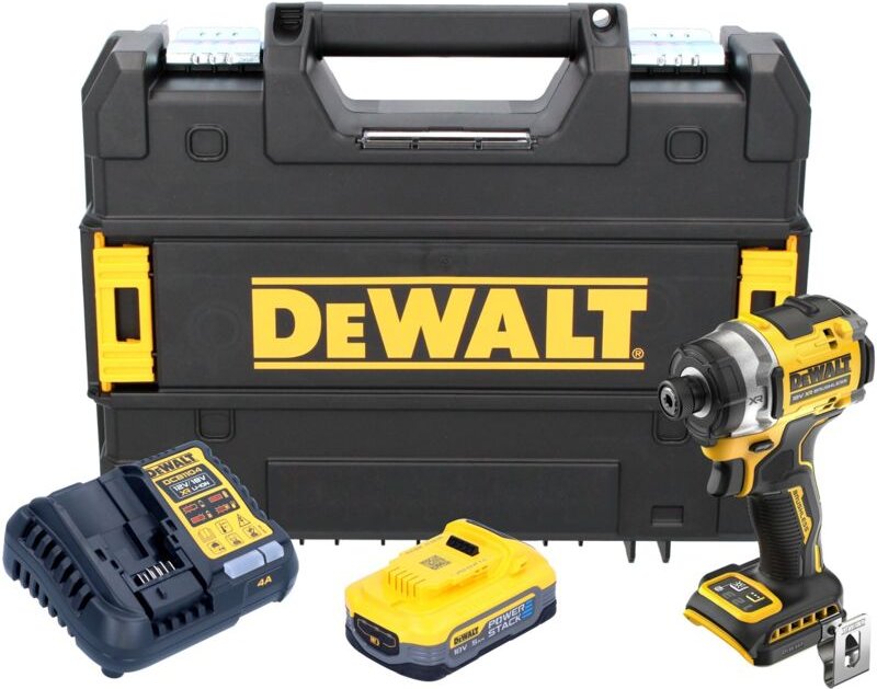 DeWalt DCF 860 H1T Akku Schlagschrauber 18 V 282 Nm 1/4" Brushless + 1x Powerstack Akku 5,0 Ah + Ladegerät + TSTAK