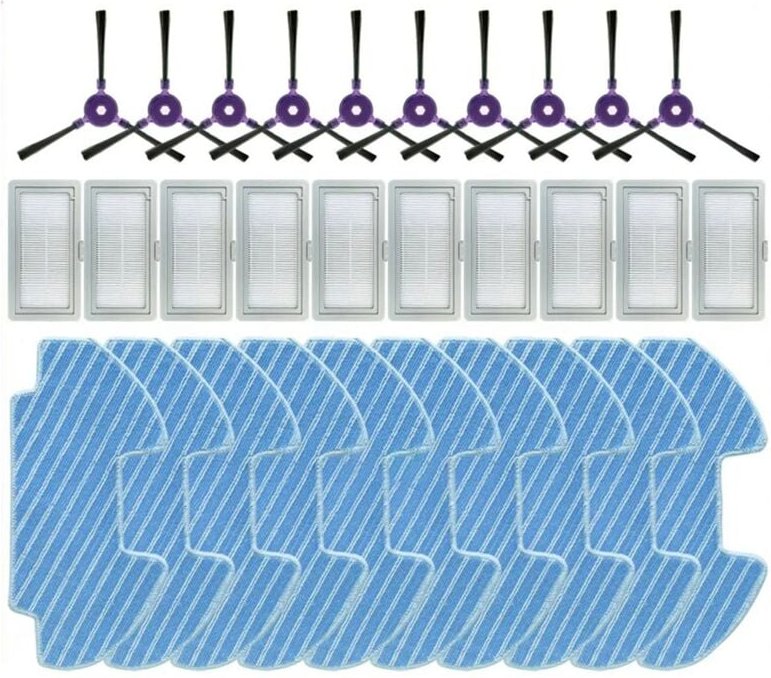Für VCR10W / VCR09B Seitenbürste Hepa-Filter Mopptücher Lappen, 30 stücke