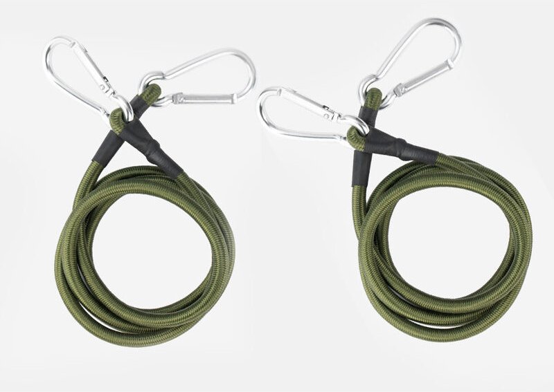 Bungee-Seil mit Karabinerhaken, Karabiner, Flussseilverbinder, Zubehör, Armeegrün, 3/8" Durchmesser Befestigungsseil, Si...