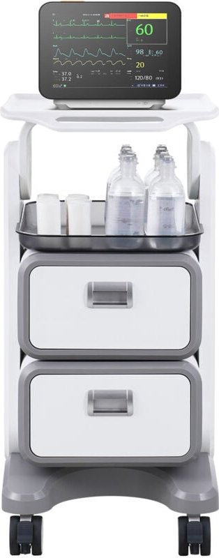 Mophorn - 3-stöckiger Laborwagen, Mehrzweckwagen mit 2 Schubladen und 1 oberem Tablett, mobiler medizinischer Wagen mit ...