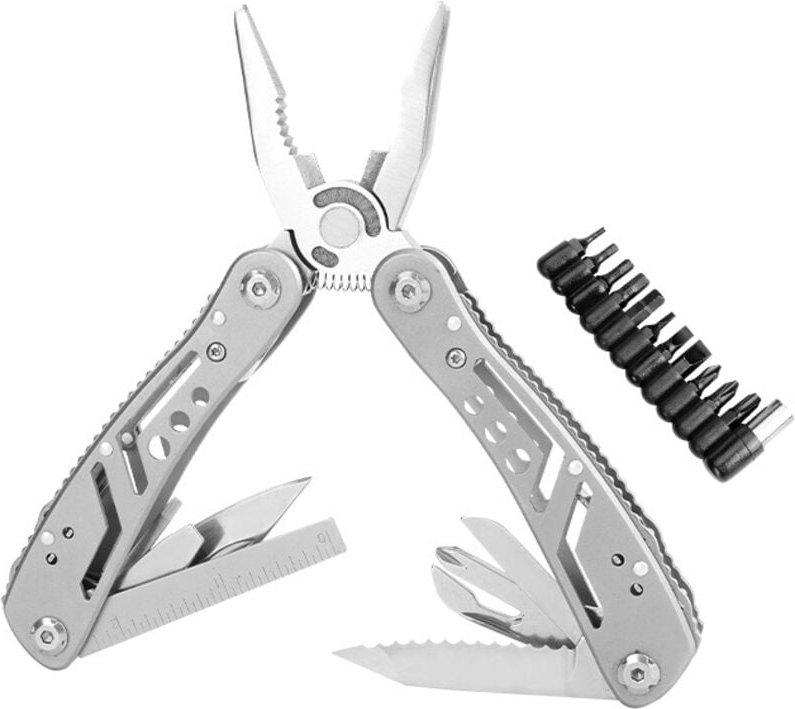 24-in-1-Multitool – Multifunktionswerkzeug mit 11 Schraubendreherbits – Zange/Messer/Flaschenöffner/Schraubendreher/Dose...