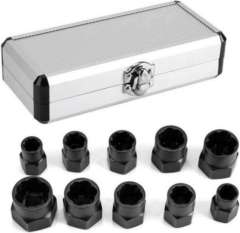 Vtizikl Lot de 10 extracteurs d'écrous à choc pour enlever les boulons, écrous et vis endommagés, rouillés, arrondis