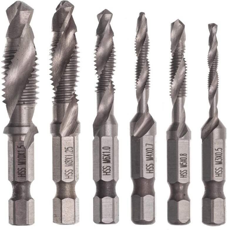 Gewindebohrer und Gewindebohrer für Metall und Holz HSS Set 6-teilig M3-M10