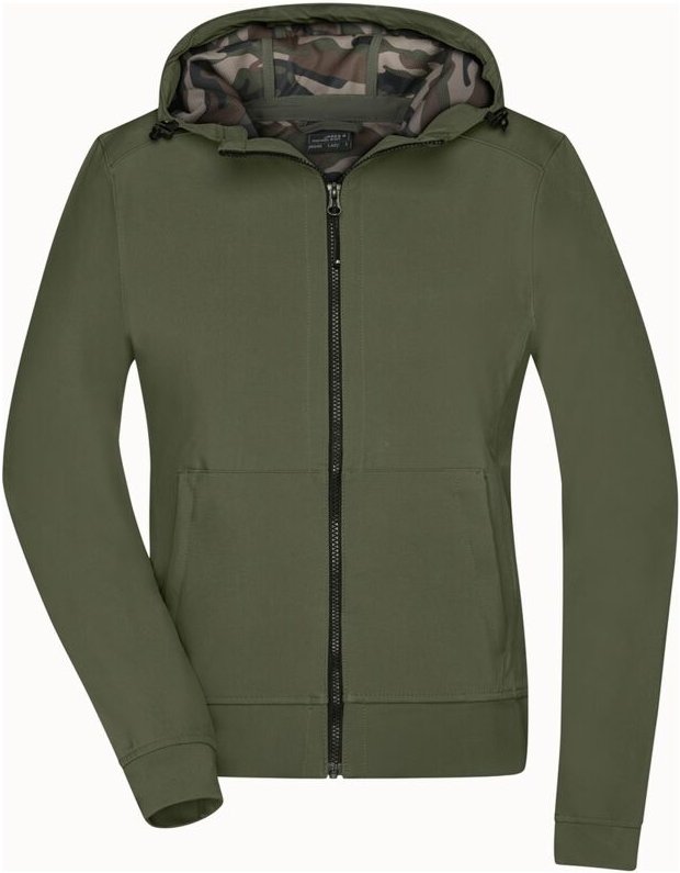 James&nicholson - Damen Softshell Jacke mit Kapuze JN1145 Gr. xs olive/camouflage