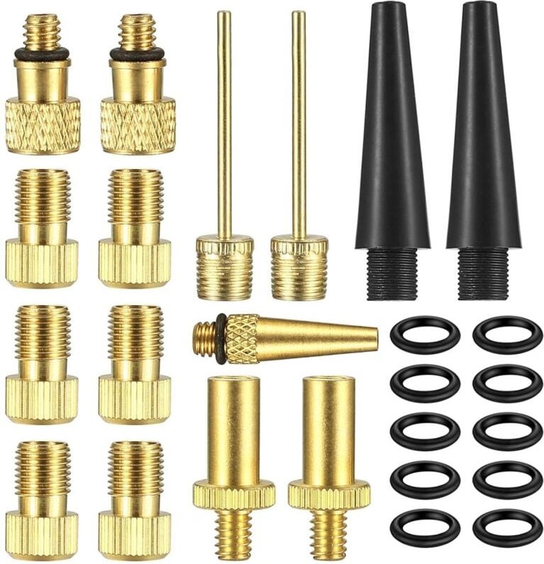 Fahrradventil-Adapter-Set, 25-Teiliger Ventiladapter, Ventiladapter für Fahrradschlauch, Fahrradpumpen-Adapter, Luftkomp...