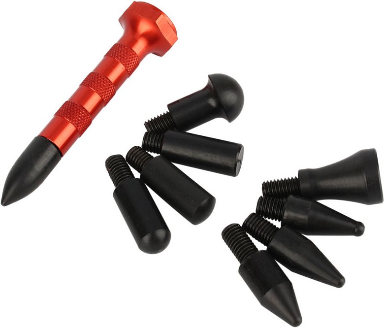 ZJchao Kompakter abnehmbarer Stift mit 9 Ersatzspitzen für die Reparatur von Fahrzeugdellen, Schlagstift für Karosseriei...