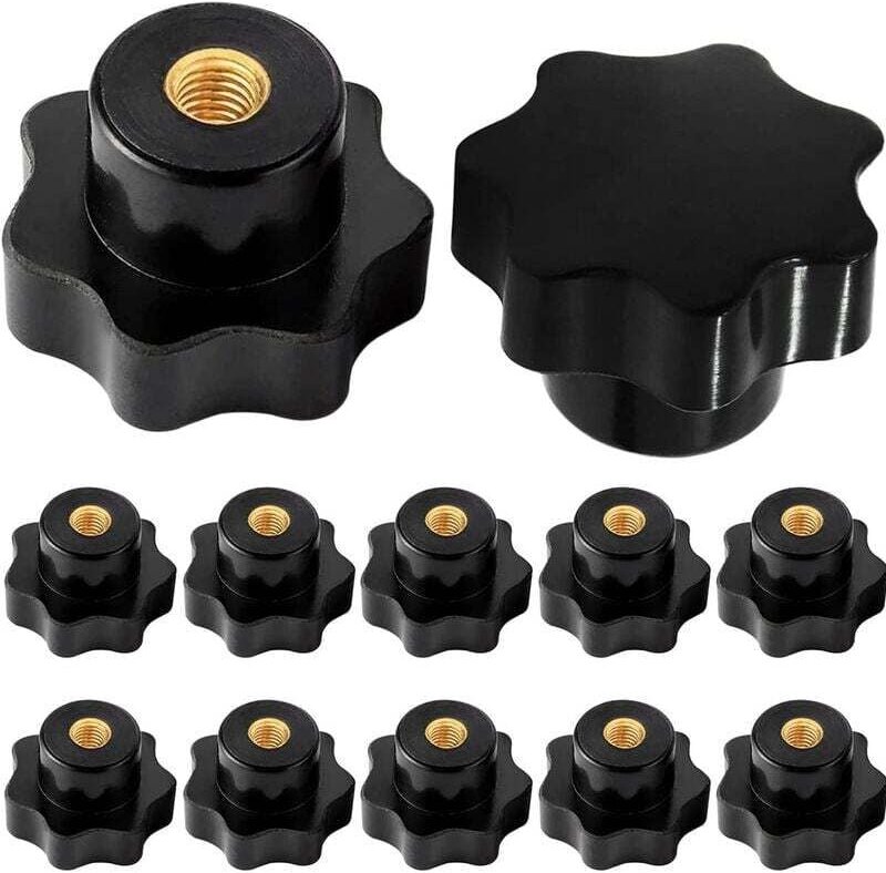 M6-Sternknöpfe, M6-Innenschraube mit Rändelgewinde, Klemmknopf, für mechanische Werkzeugmaschinen, schwarzer Kunststoff,...