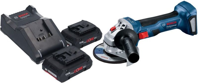 Bosch gws 18V-7 Professional Akku Winkelschleifer 18 v 115 mm Brushless + 2x ProCORE Akku 4,0 Ah + Ladegerät
