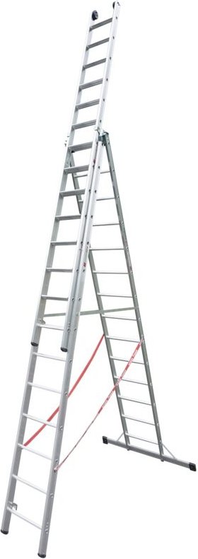 Euroline Premium 30777 Stufen Mehrzweckleiter mit Wandlaufrollen 3-teilig 3x14 Stufen