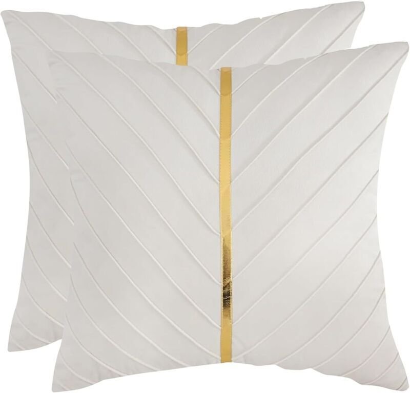 Vtizikl Lot de 2 housses de coussin décoratives en cuir doré, style moderne et luxueux, pour canapé, lit ou salon (40 x ...
