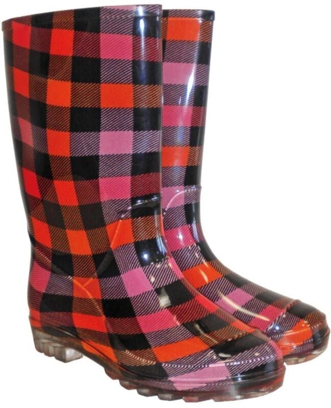 Damen Gummistiefel PVC Karomuster 39