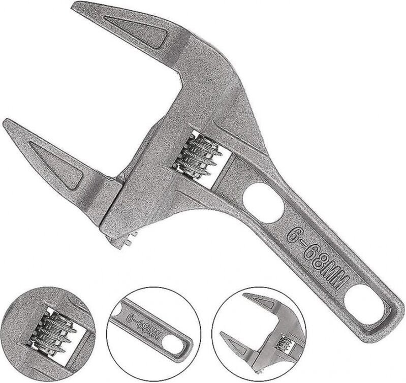 BEBUSINGOTO Verstellbarer Schraubenschlüssel, 6–68 mm, große Öffnung, breite Backe, Aluminiumlegierung, ultradünner vers...