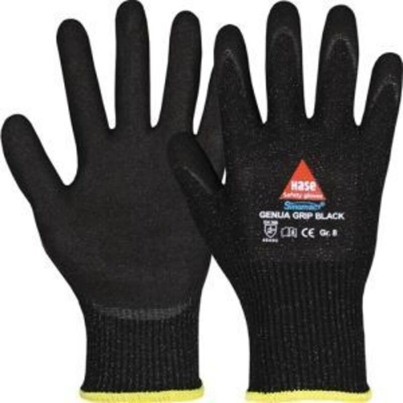 Schnittschutzhandschuhe Genua Grip Black Gr.8 schwarz EN 388 HASE