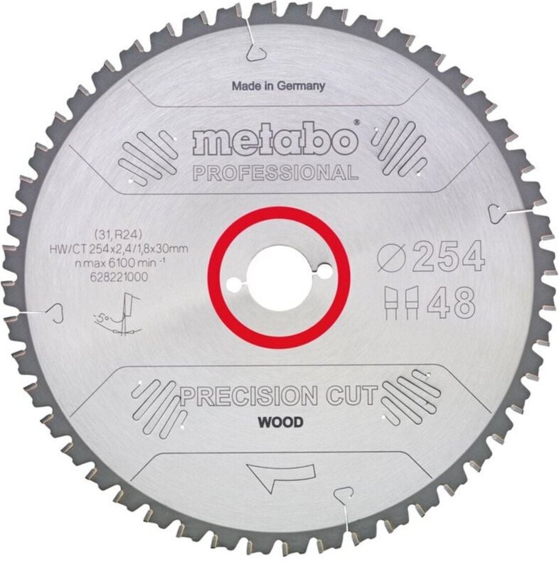 Metabo Sägeblatt "precision cut wood - professional", 315x2,4/1,8x30, Z48 WZ 5° neg.