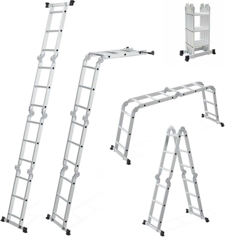 Mehrzweckleiter aus Aluminium, 4x3, klappbar, Tragkraft 150 kg