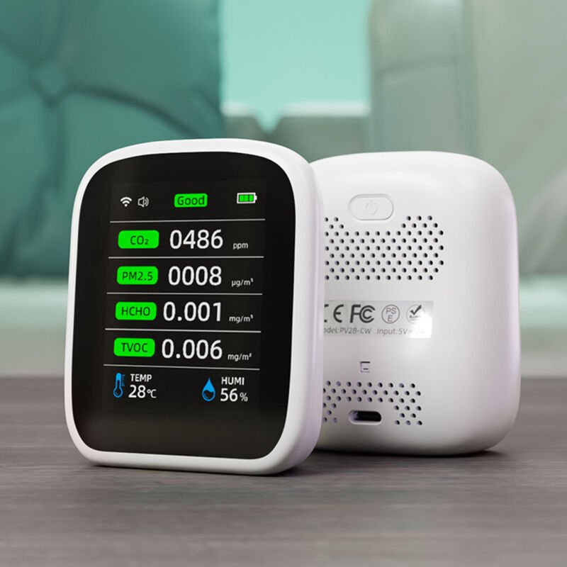 Tuya WiFi Tragbares Luftqualitätsmesser 8in1 PM1,0 pm2.5 PM10 CO2 tvoc hcho Temperatur- und Feuchtigkeitstester lcd -Far...