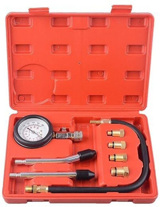 Kompressionsprüfer Set Kompressionstester Motor Kompression prüfen meßen Kfz M10 M12 M14 M18 0-20 bar & 0-300 psi