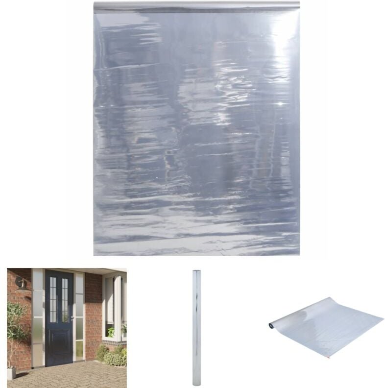 The Living Store Sonnenschutzfolie Statisch Reflektierend Silbern 90x1000 cm PVC - Fensterfolie